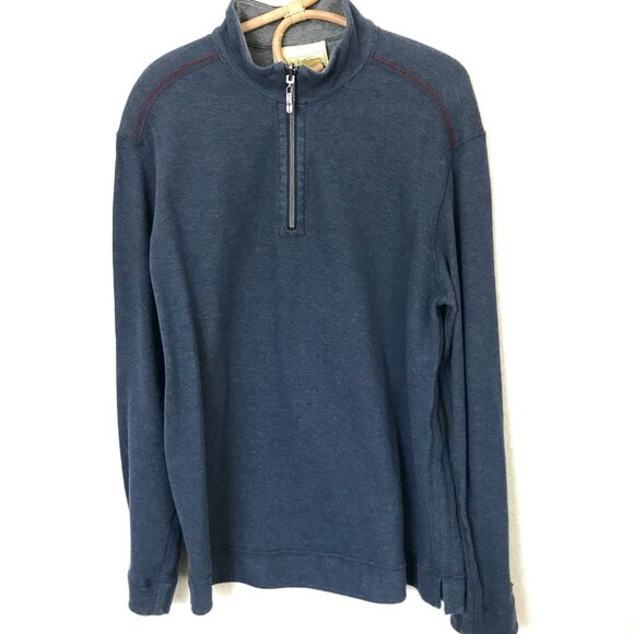 Tommy Bahama Knit 1/4 Zip Long Sleeve Pullover Sweater Shirt Blue Mens Large - Picture 2 of 8